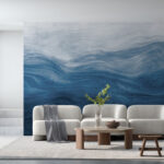 Wall murals Abstract blue and white waves painting