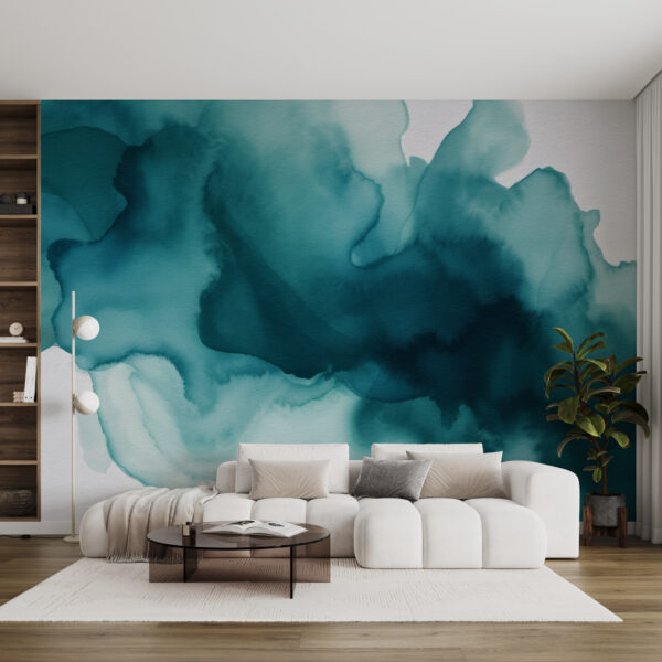 Wall murals Turquoise ink swirling through water