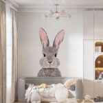 Wall murals Adorable bunny with fluffy ears.