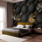 Wall murals Black spheres with metallic marbling.