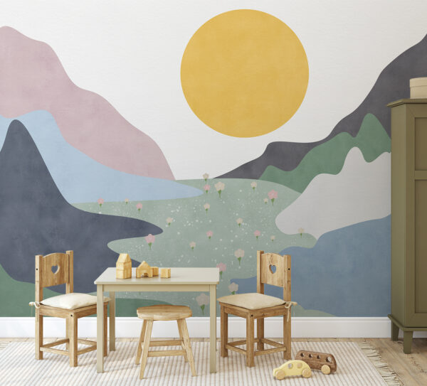 Yellow circle on a white surface Wall murals Yellow circle on a white surface