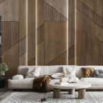 Wall murals Textured wooden panels with geometric design