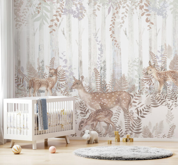 Group of deer in a forest Wall murals Group of deer in a forest