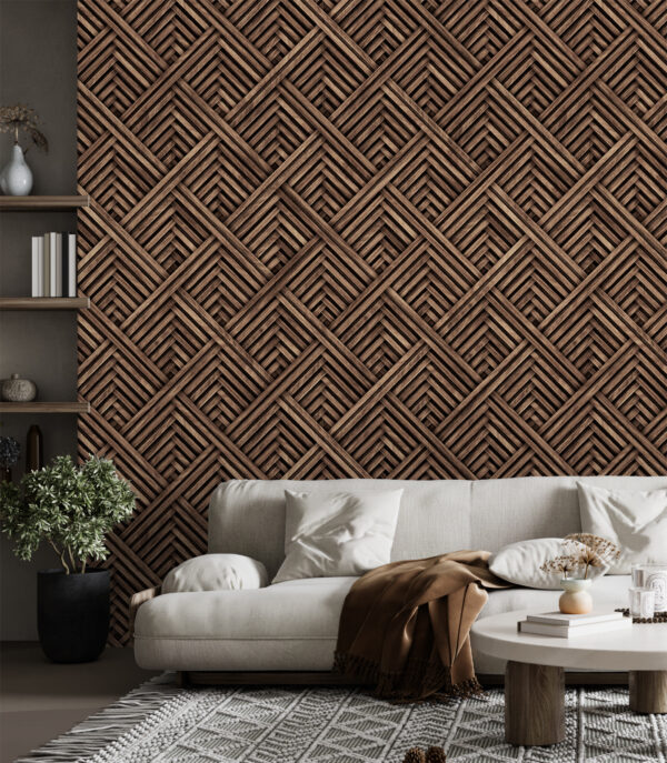 Geometric woven texture in brown Wall murals Geometric woven texture in brown