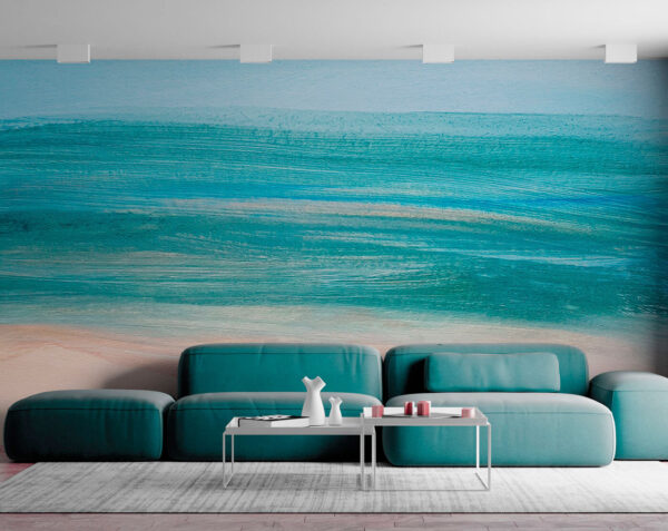 Serene brushstrokes depict tranquil sea Wall murals Serene brushstrokes depict tranquil sea