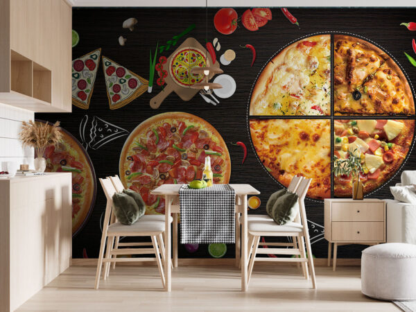 Delicious variety of pizza slices Wall murals Delicious variety of pizza slices