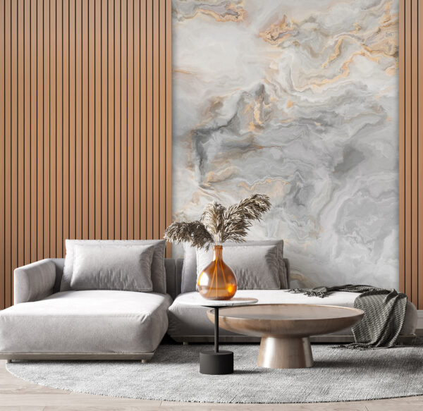 Textured wood and marble wall design Wall murals Textured wood and marble wall design