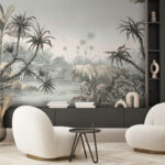Wall murals Tropical landscape in muted tones.