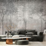 Wall murals Group of trees with leaves
