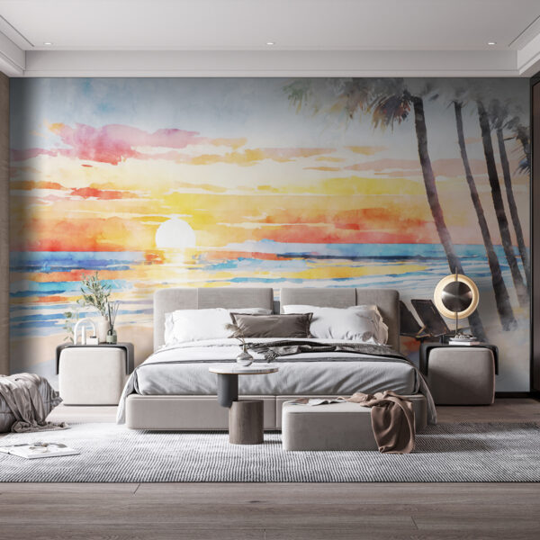 Watercolor of a beach Wall murals Watercolor of a beach