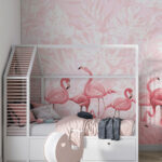 Wall murals Group of pink flamingos