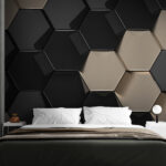 Wall murals Hexagonal pattern in black and beige.
