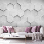 Wall murals White hexagon on a white surface
