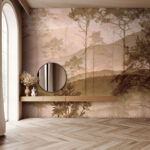 Wall murals Misty forest with distant mountains