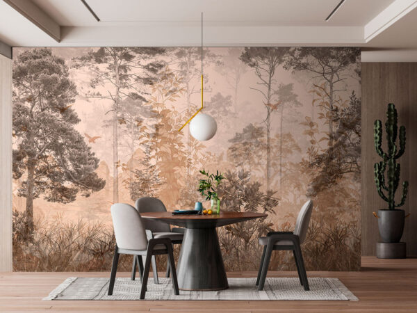 Serene forest with gentle hues Wall murals Serene forest with gentle hues