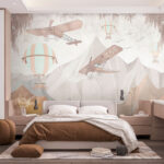 Wall murals Hot air balloon with a basket