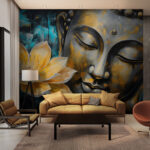 Wall murals Painting of a yellow flower