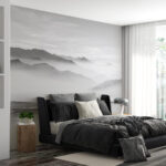 Wall murals Foggy mountain range