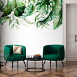 Wall murals Lush green leaves illustration