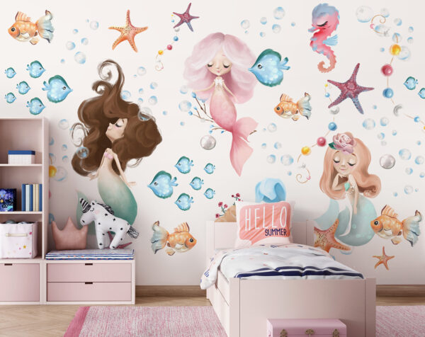 Cartoon of a girl with long brown hair Wall murals Cartoon of a girl with long brown hair