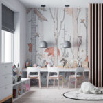 Wall murals Group of animals in a forest