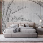 Wall murals Tropical leaf pattern on concrete wall.