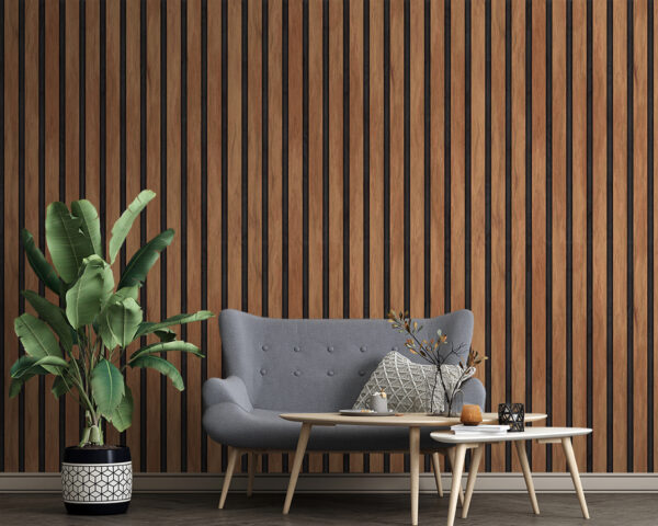 Wood slat with black stripes Wall murals Wood slat with black stripes
