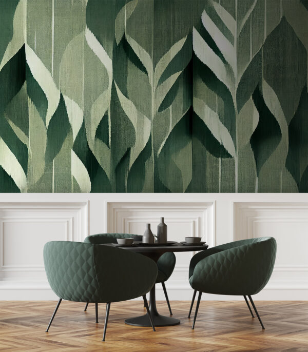 Abstract green leaves pattern design Wall murals Abstract green leaves pattern design