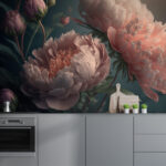 Wall murals Blooming peonies under gentle light