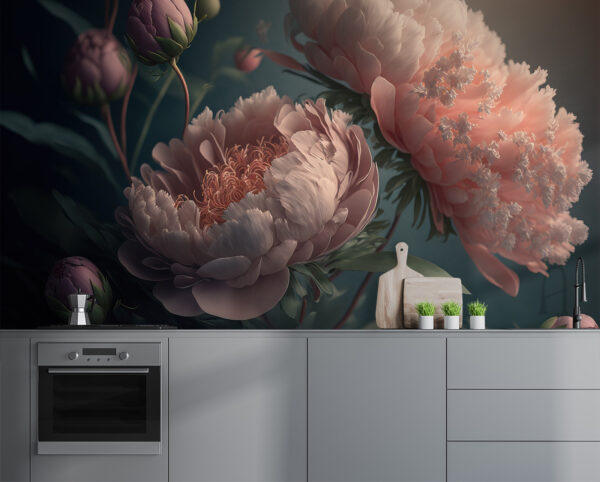 Wall murals Blooming peonies under gentle light (SKU: u96633) Wall murals Wall murals Blooming peonies under gentle light (SKU: u96633)