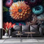 Wall murals Colorful flowers blooming with elegance.