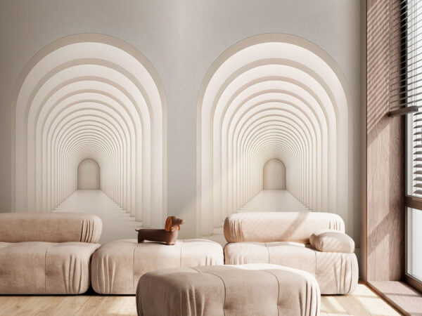 White hallway with columns Wall murals White hallway with columns