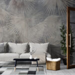 Wall murals Abstract palm leaves on cracked surface
