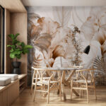 Wall murals Tropical foliage in sepia tones.