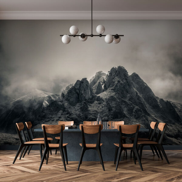Misty peaks shrouded in clouds Wall murals Misty peaks shrouded in clouds