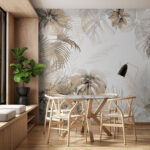 Wall murals Tropical leaves on white background.