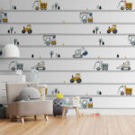 Wall murals Yellow tractor with black wheels