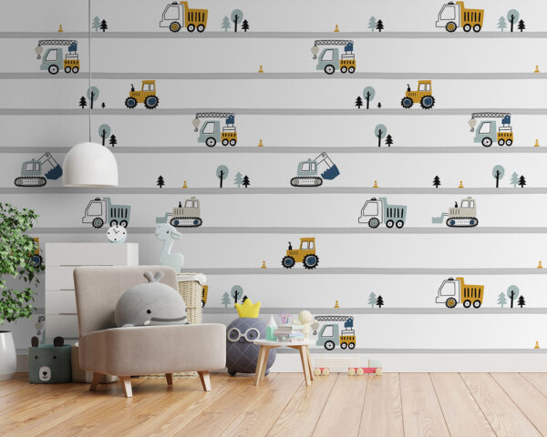 Wall murals Wall murals Yellow tractor with black wheels (SKU: u96465)
