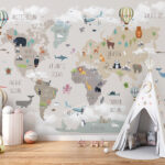 Wall murals Hot air balloon with flags
