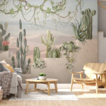 Wall murals Desert plants decorate sunny steps.