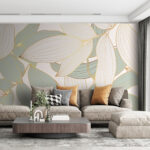 Wall murals Pastel leaves create an elegant pattern.