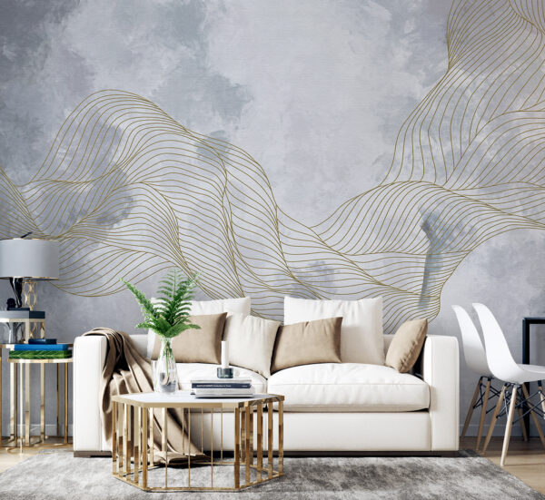Elegant waves on a textured backdrop Wall murals Elegant waves on a textured backdrop