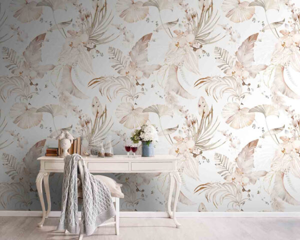 Pattern of flowers and leaves Wall murals Pattern of flowers and leaves