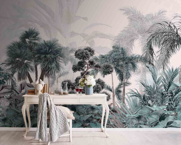 Tropical paradise with lush greenery Wall murals Tropical paradise with lush greenery