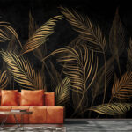 Wall murals Elegant palm leaves on dark canvas