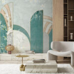 Wall murals Abstract arch with floral accents