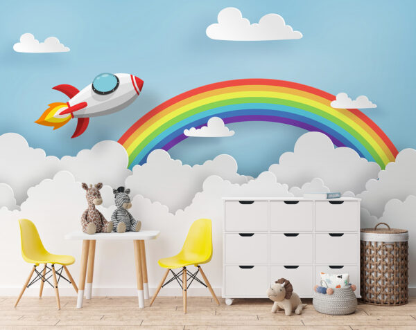 Rainbow and clouds in the sky Wall murals Rainbow and clouds in the sky