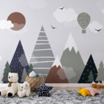 Wall murals Brown circle with white clouds