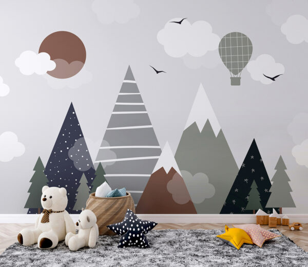 Brown circle with white clouds Wall murals Brown circle with white clouds
