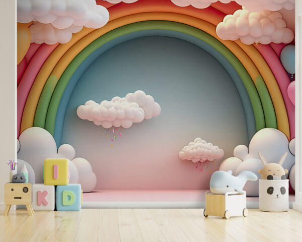 Colorful balloons and fluffy clouds Wall murals Colorful balloons and fluffy clouds